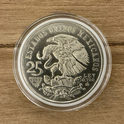 Mexico 25 Pesos 1968 Silver Coin Juegos de la XIX Olimpiada KM#479 BN