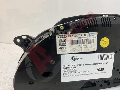 AUDI A5 COUPE SPORT 8T SPEEDOMETER INSTRUMENT CLUSTER 07-11 8T0920981B - Picture 5 of 20