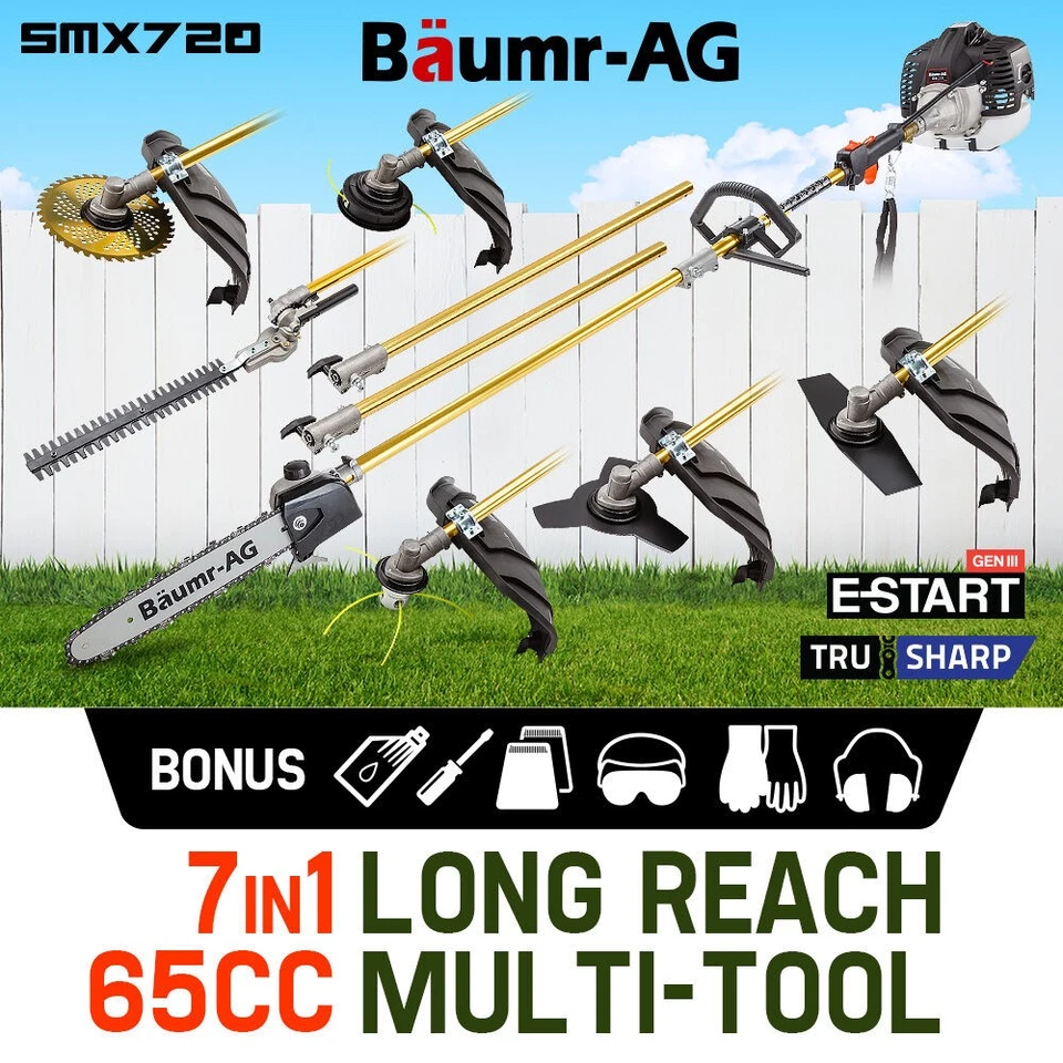 Baumr-AG Pole Chainsaw Hedge Trimmer Brush Cutter Whipper Snipper Multi Tool
