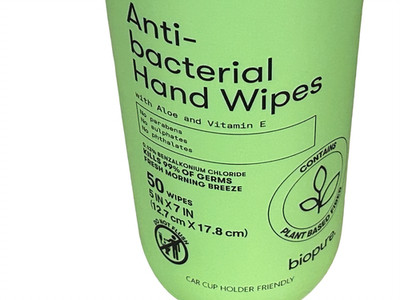 Biopure Anti-Bacterial Hand Wipes with Aloe & Vitamin E, Car Cup Holder Friendly