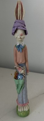 Paper Mache Tall/skinny mini Easter Bunny Figure, Resin