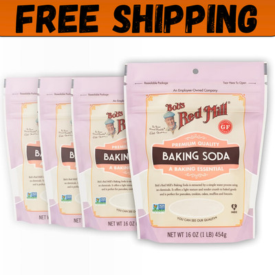(Pack of 4) Bob's Red Mill Baking Soda,Non GMO, Vegan, Paleo Friendly,(16 oz )