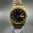 Seiko Watch Women 24mm Black Tone Gold Tone Daydate Round 7N83-0041 New Battery