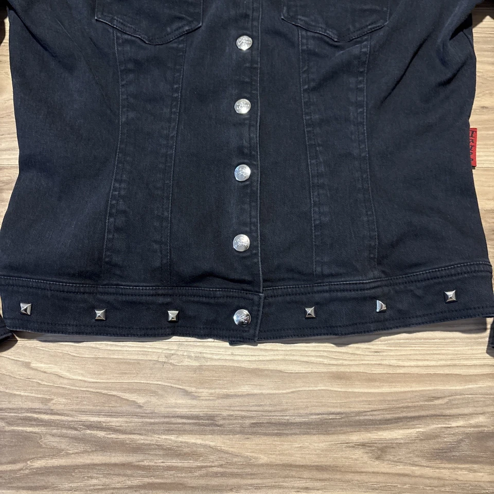 Tripp NYC черный джинсовой ткани с заклепками куртка XL SLIM FIT подержанный - Изображение 2 из 4