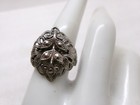 Vintage Germany Ring Filigree Ornate Silver Tone Faux Marcasite Adjustable — photo 4