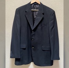 Vintage Burberry London Mens Black Wool Suit Jacket Size 42R