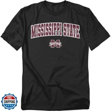LOGOVISION Mississippi State University Arch Logo Black Unisex Adult T Shirt,