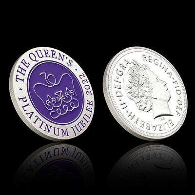 Queen Elizabeth II Platinum Jubilee 2022 Gedenkmünze Crown Purple Geschenk