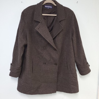 Herman Kay Mens Dress Overcoat Sz 24W 100% Wool Black Double Breasted Wedding