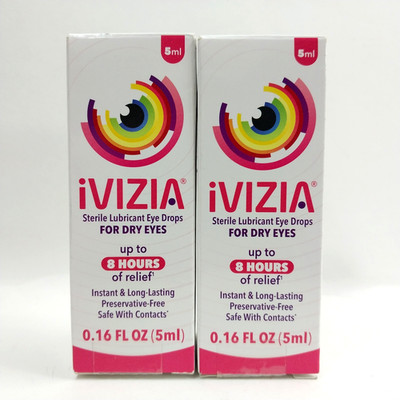 2 iVIZIA Sterile Lubricant Eye Drops for Dry Eyes 10 mL Damaged Box BB 02/27