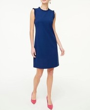 J. Crew blue basic sleeveless sheath dress ruffle neck collar