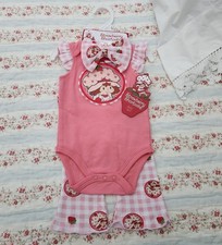 NWT STRAWBERRY SHORTCAKE 6M & 9M HEADBAND, BODYSUIT & PANT SET