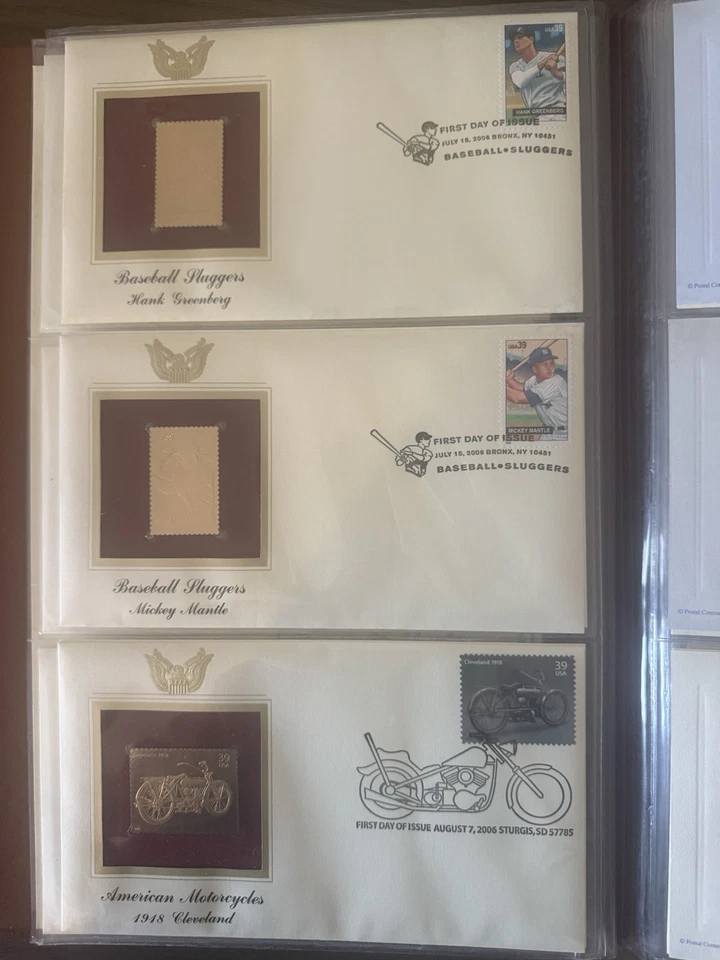 Réplicas doradas (oro 22k) de estampillas de Estados Unidos 75 estampillas (2006-2009) 1 libro Foto 3 de 4