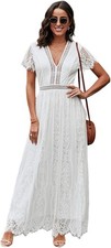 Bohemian Lace Gown #1 Bridal Photography Maxi Dress White Eyelet Lace Gorgeous