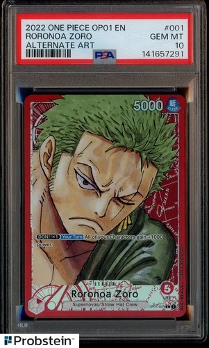 2022 One Piece OP01 EN Alternate Art #001 Roronoa Zoro PSA 10 GEM MINT