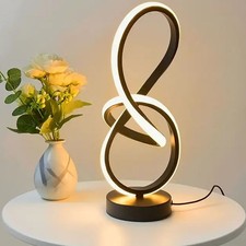 Matt Black Twist Table Lamp,Spiral LED Table Lamp for Bedroom,Bedside NightLight