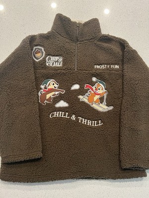 Disney CHIP & DALE Women's Winter Sherpa Fleece 1/4 Zip XL Embroidered NEW