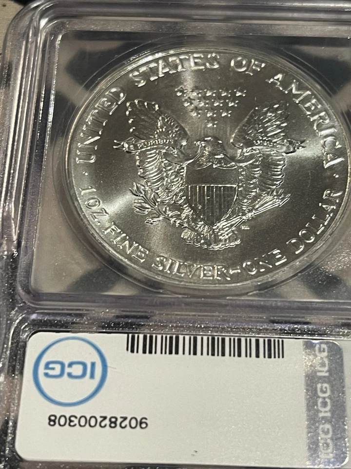 1989 ICG MS 70 💎 Silver Eagle Signed Austin Hutto, President - Image 2 of 4