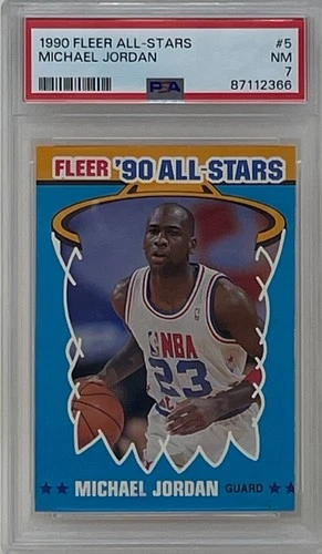 Michael Jordan 1990 Fleer All-Stars Chicago Bulls NBA Basketball Card #5 PSA 7