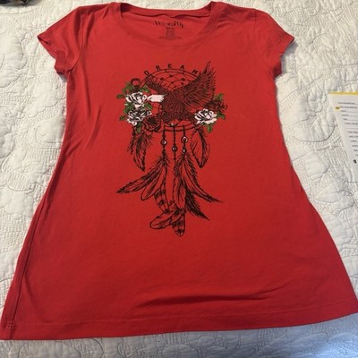 Wound Up Girl s Graphic T Shirt Eagle Dream Catcher Boho Festival Small 3/5