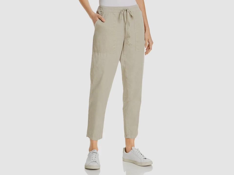 $365 Pantalones de chándal de terciopelo para mujer beige recortados frente plano sarga al tobillo S