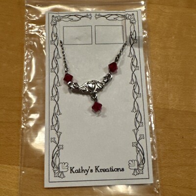 Gene Marshall Heart & Red Crystal Necklace By Kathy's Kreations