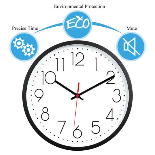Non-Ticking Silent Wall Clocks 12 Inch Battery Operated Quartz Classic Decor ... - Picture 3 of 7