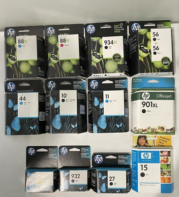 Mix Lot of 12 Genuine HP Ink Cartridges Various Numbers and Colors New ...