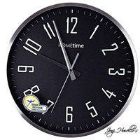 14 Wall Clock Battery Operated Silent Non-Ticking Round Clock Black Silver Home