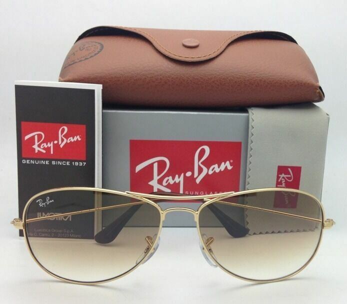 New Ray-Ban COCKPIT RB 3362 001/51 56-14 Gold Sunglasses w/Brown