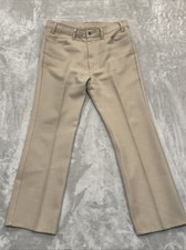 Vintage Levis 517 Pants Mens 36x29 Tan Khaki Dacron Boot Cut Sta-Prest Polyester