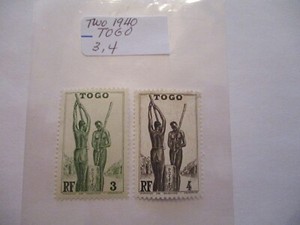 Two 1940 Togo Postage Stamps - 3, 4 Denomination