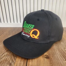 VTG Quaker State Racing Snapback Hat Cap Black Embroidered 90s Auto Sports Dad