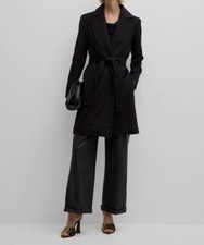 $1895 Fleurette Women's Black Cashmere Monroe Self-tie Wrap Coat Jacket Size 12