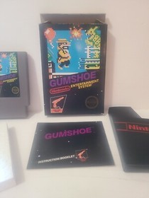 GUMSHOE (Nintendo, NES) Complete in Box CIB Hang Tab Intact 5 Screw Authentic