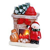 Weihnachts LED Kamin Szene Batterie Beleuchtetes Ornament 18Cm - Schneemann