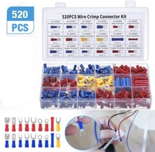 520PC Terminal empalme cable el ctrico aislado Kit conector pala/crimpado/anillo
