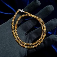 Natural Citrine Smooth Button Shape Gemstone Beaded Women Choker Necklaces 18''