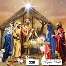 (336) TWO Paper Luncheon Decoupage Art Craft Napkins - CHRISTMAS NATIVITY JESUS