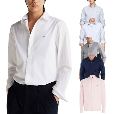 TOMMY HILFIGER Mens Oxford Shirts Slim Fit Long Sleeve Casual Cotton Formal Top