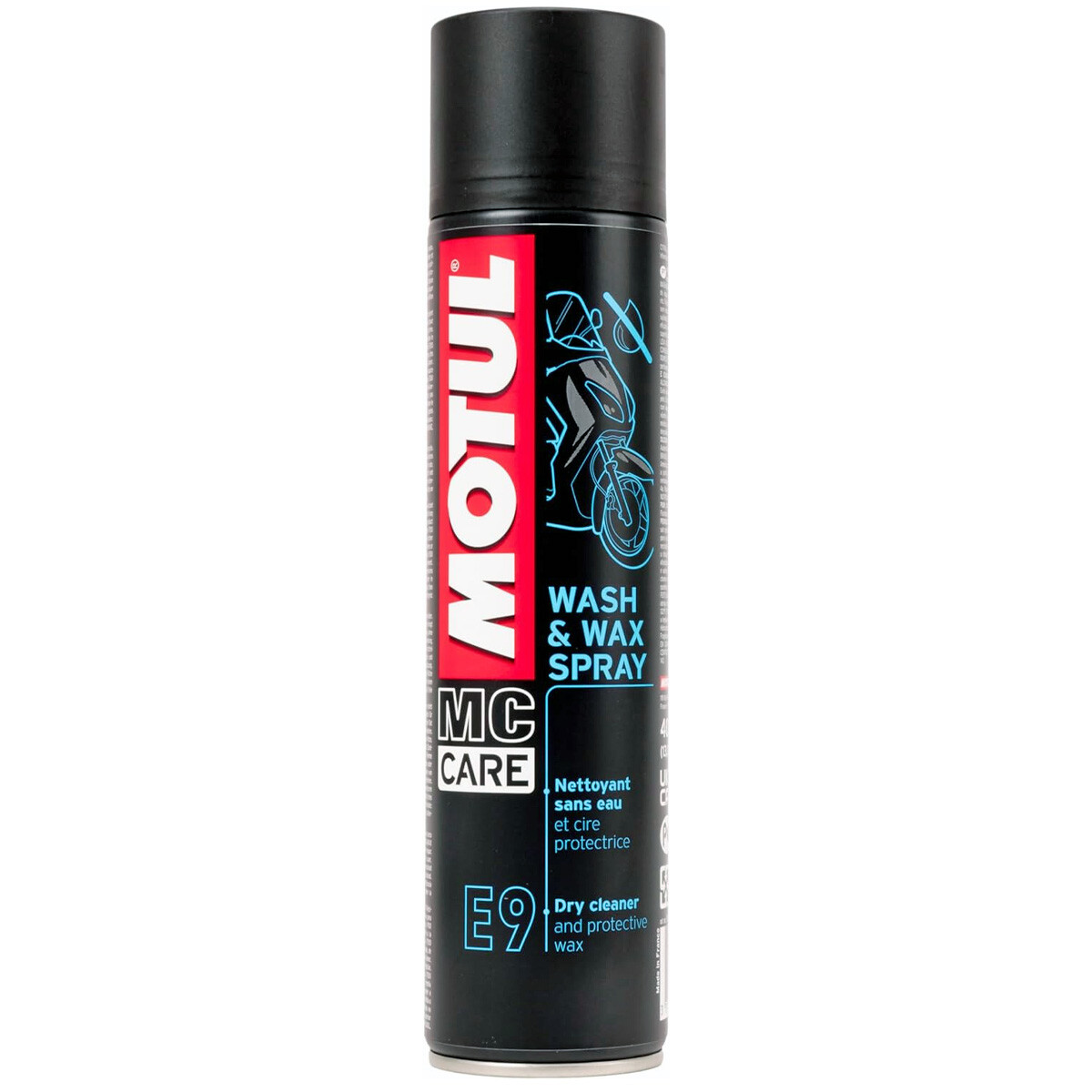 Motul E9 Wash & Wax Spray 400ml Pulitore a secco Spray universale moto scooter