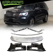 Kit Front Bumper Trim&Lower Fascia&Bracket For 2018 2019 Ford Explorer Silver