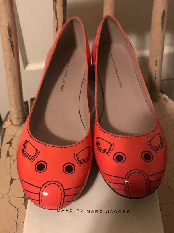 Marc By Marc Jacobs Salmon Patent Leather Mouse Flats Size 40 Eu 10 Us NIB $250