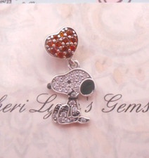 RED CZ HEART SNOOPY DOG 925 STERLING SILVER B...