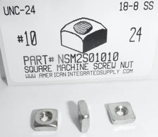 #10-24 Square Nuts 18-8 Stainless Steel (25)