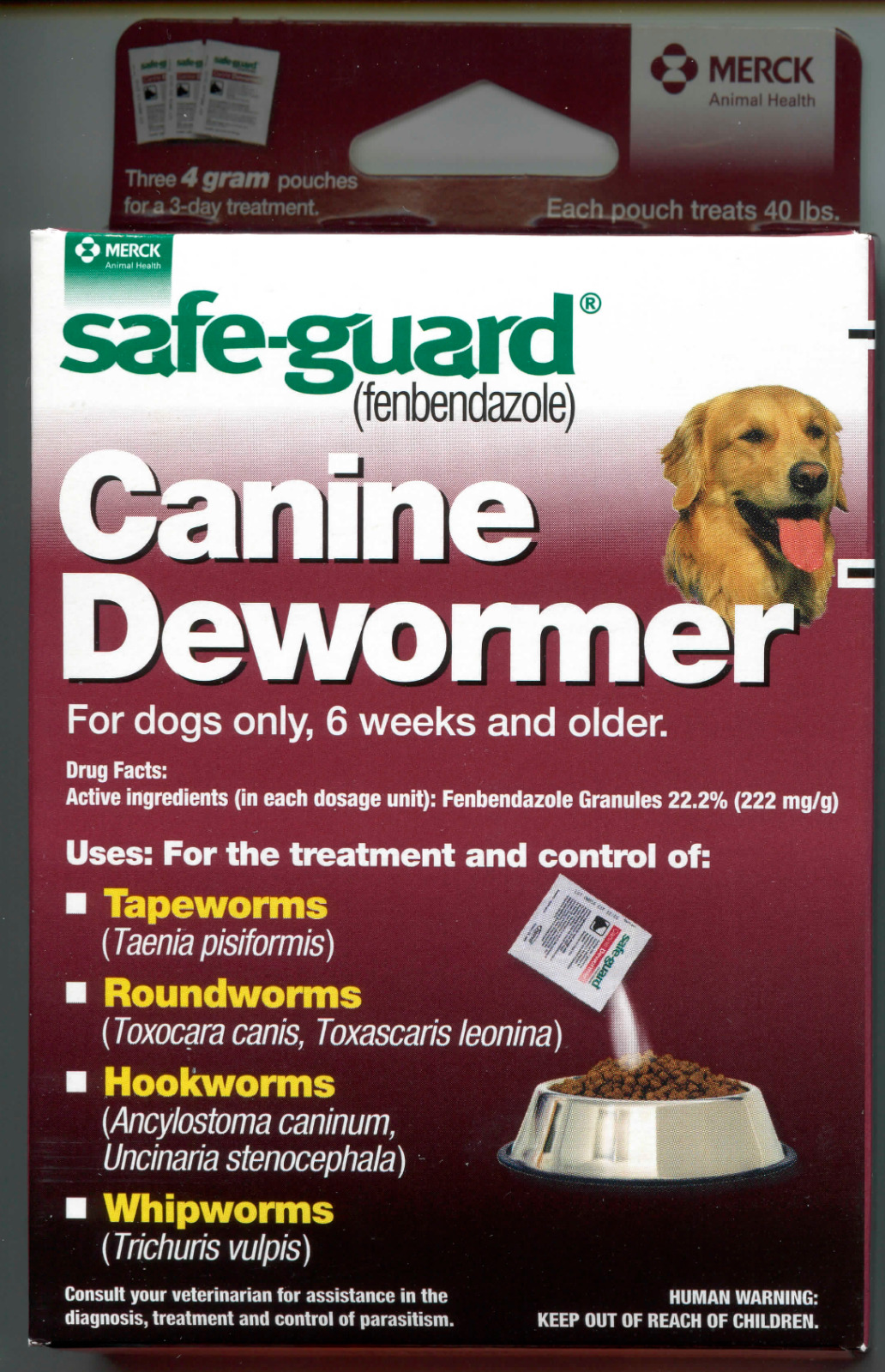 Merck Safe-Guard Canine Dewormer for 40-lb+ Dogs -- 22.2% Fenbendazole 
