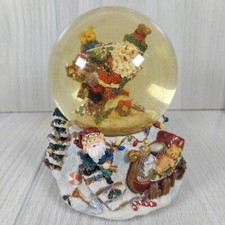 Vintage Christmas Musical Water Snow Globe Santa Claus With Presents Sound Box