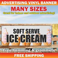 SOFT SERVE ICE CREAM Advertising Banner Vinyl Mesh Sign Flag Flavors Shaved ice