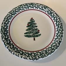 FURIO Christmas Tree 10 1/4  Dinner Plate Dish Made In Italy Holidays Spongeware