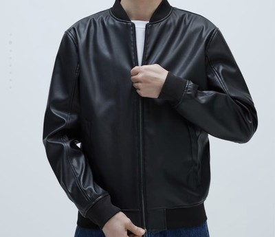 faux leather bomber jacket zara